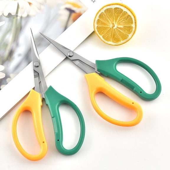 TOUMENY Garden Trimming Scissors with Soft Grips, Bent Up Blade Pruning Shears for Precision Cutting, Ergonomic Stainless Steel Hand Pruners for Fruit Tree Flower Grape Thinning