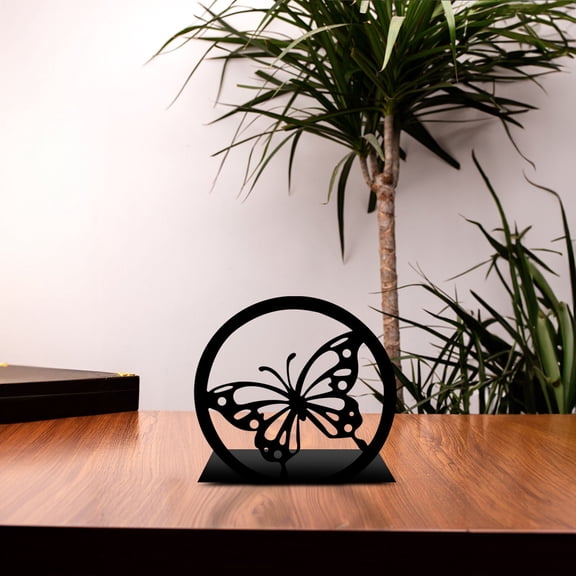 TOUMENY Geometric Metal Bookends Decorative Book Stoppers, Abstract Book Supports Holders for Shelves, Book Ends for Office with Non-Slip Pad