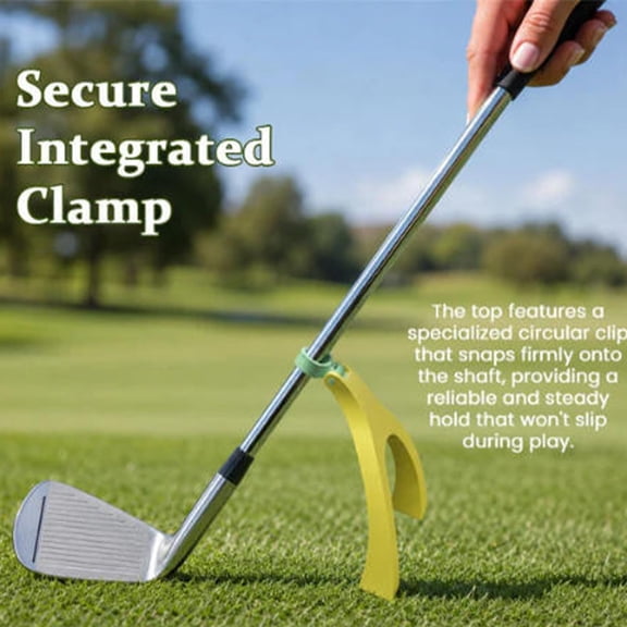 TOUMENY Golf Club Stand, Foldable Portable Ergonomic Golf Club Support, Secure Clamp Wide-Legged Base Golf Club Stand for Driving Range Practice