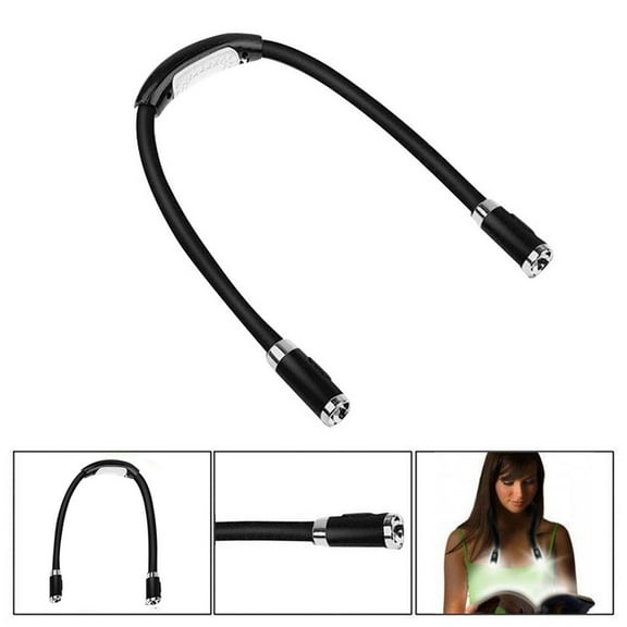 TOUMENY Hanging Neck Reading Light, Portable LED Book Light with 4 Modes Flashlight Spotlight, Hands-Free Flexible Neck Work Light for Reading Repair Travel, Black