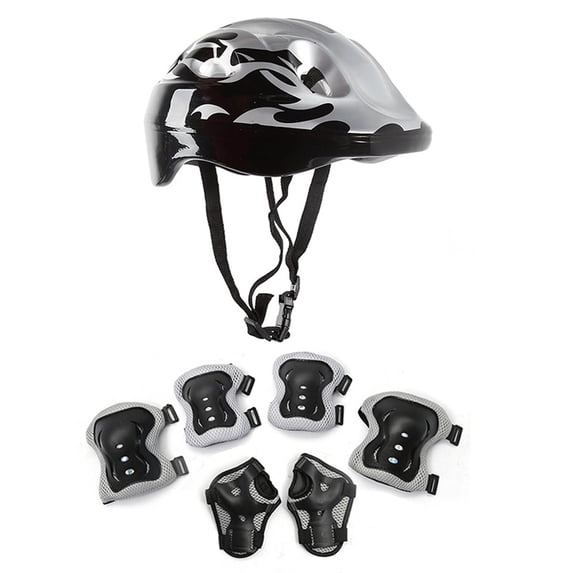 TOUMENY Kids Skateboard Helmet and Protective Gear Set, Full Safety Kit for Biking Skating Rollerblading, Adjustable Quick-Release Chin Strap Ventilated Pads for Children Ages 5-12