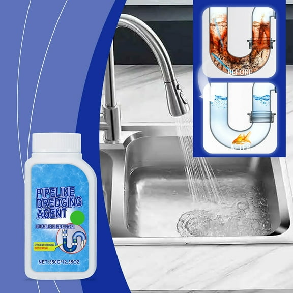TOUMENY Kitchen Drain Cleaner, Powerful Unclogging Agent for Sinks & Toilets, Fast-Acting Pipe Cleaner for Bathroom Drains and Sewer Lines