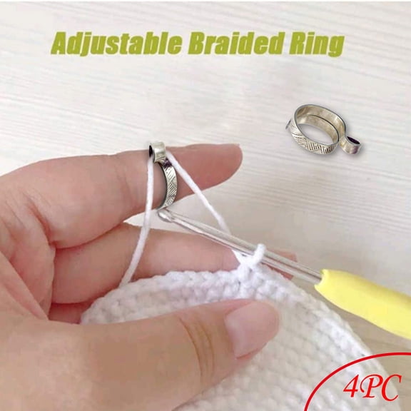 TOUMENY Knitting Loop Crochet Loop Adjustable, Ergonomic Yarn Guide Ring Tension Regulator for Faster Knitting Crocheting, Handmade Vintage Silver-Plated Copper Brass Craft Tool for Yarn Tension