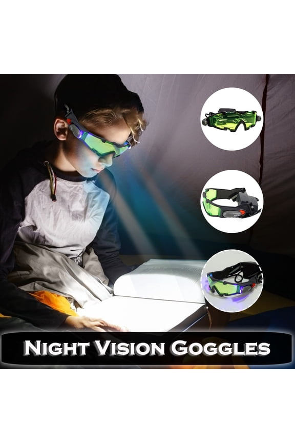 LED Night Vision Goggles, Motorcycle Motorbike Racing Hunting Glasses Eyewear with Flip-out Light Windproof, Night Vision Glasses for Outdoor Activities Cycling Camping