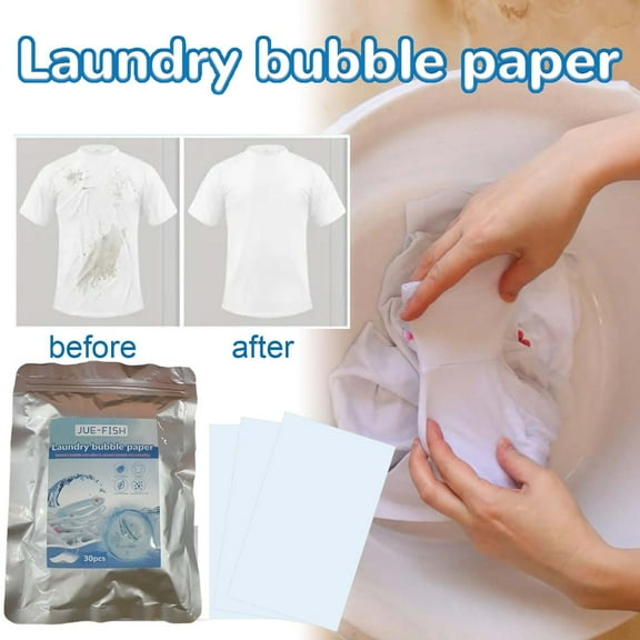 TOUMENY Laundry Detergent Sheets 30 Count, Concentrated -Based Laundry Soap Paper, Instant Dissolve Laundry Foam Cleaner for Clothes Underwear, Gentle Fragrance Eco-Friendly Laundry Solution for