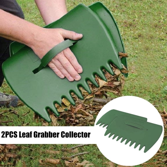 TOUMENY Leaf Hand Rake Collector, 2-Piece Pair Serrated Straight Edge Grabber for Leaves Grass Garden Cleaning, Heavy Duty Plastic Handheld Rake for Yard Lawn Driveway Debris