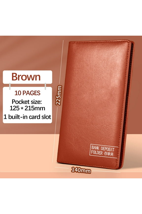 Leather Checkbook Organizer, Magnetic Closure for Secure Bank Deposit Slips and Promissory Notes, Compact Billfold Wallet for Financial Documents and Savings Receipts