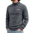 thumbnail image 1 of TOUMENY Men Half Zip Fleece Pullover High Neck Outdoor Hiking Casual Warm Winter Sweater Solid Letter Embroidered Raglan Sleeve Relaxed Pullover Gray XL, 1 of 7