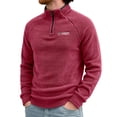 thumbnail image 1 of TOUMENY Men Half Zip Fleece Pullover High Neck Outdoor Hiking Casual Warm Winter Sweater Solid Letter Embroidered Raglan Sleeve Relaxed Pullover Red XXL, 1 of 7