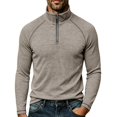 thumbnail image 1 of TOUMENY Men Half Zip Sweater Long Sleeve Slim Casual Knit Pullover Stand Collar Solid Raglan Fall Winter Workout Tops Khaki XL, 1 of 6