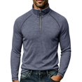 thumbnail image 1 of TOUMENY Men Half Zip Sweater Long Sleeve Slim Casual Knit Pullover Stand Collar Solid Raglan Fall Winter Workout Tops Navy XXXL, 1 of 6
