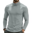 thumbnail image 1 of TOUMENY Men High Neck Top Long Sleeve Slim Fit Solid Casual Sweater Pullover Cotton Fashion Breathable Quick Dry Winter Sweater Gray M, 1 of 6