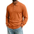 thumbnail image 1 of TOUMENY Men Sweater Casual Button Down Collared Long Sleeve Slim Fit Knitted Pullover Fall Winter Warm Solid Color Fashion Tops Orange XXXL, 1 of 6