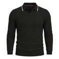 thumbnail image 1 of TOUMENY Men Sweater Zip Collared Long Sleeve Basic Slim Tops Fall Winter Solid Casual Knit Pullover Black XXXL, 1 of 7