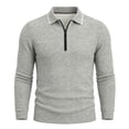 thumbnail image 1 of TOUMENY Men Sweater Zip Collared Long Sleeve Basic Slim Tops Fall Winter Solid Casual Knit Pullover Gray XXL, 1 of 7