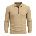 thumbnail image 1 of TOUMENY Men Sweater Zip Collared Long Sleeve Basic Slim Tops Fall Winter Solid Casual Knit Pullover Khaki M, 1 of 7