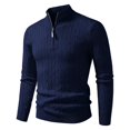 thumbnail image 1 of TOUMENY Men Winter Half Zip Sweater Casual Soft Comfy Knit Pullover Long Sleeve Solid Slim Crew Neck Basic Warm Fall Tops Navy L, 1 of 7