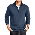 thumbnail image 1 of TOUMENY Men Zip Up Sweater High Neck Long Sleeve Solid Casual Comfy Slim Fit Pullover Fashion Knit Fall Winter Layer Tops Jacket Blue S, 1 of 7