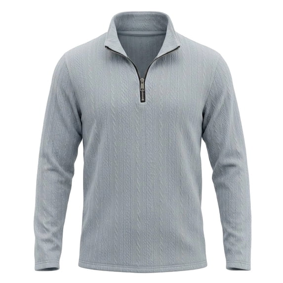 TOUMENY Men's Half Zip Sweater Mock Neck Long Sleeve Slim Fit Casual Knit Pullover Solid Fall Winter Soft Comfy Basic Tops Gray M