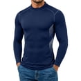 thumbnail image 1 of TOUMENY Men's Long Sleeve Compression Shirt Athletic Fit Base Layer Top Casual Stretchy Workout Gym Training Tee Pullover Navy XXXL, 1 of 6