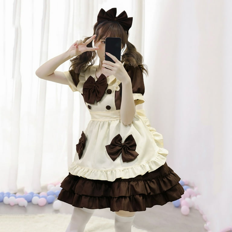 TOUMENY Milkmaid Dress Women Women Lovely Maid Cute Costume Animation Show Outfit Dress Clothes Walmart