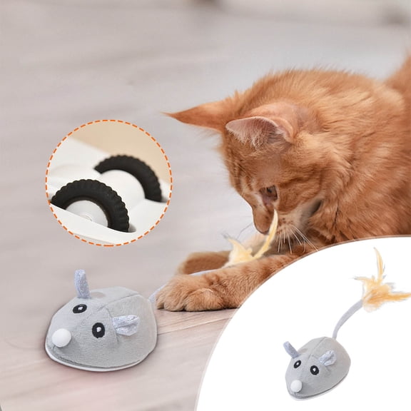 TOUMENY Motorized Cat Mouse, USB Rechargeable Interactive with Tail for Indoor Play, Durable Pet Gaming Mouse with Obstacle Avoidance for Kittens