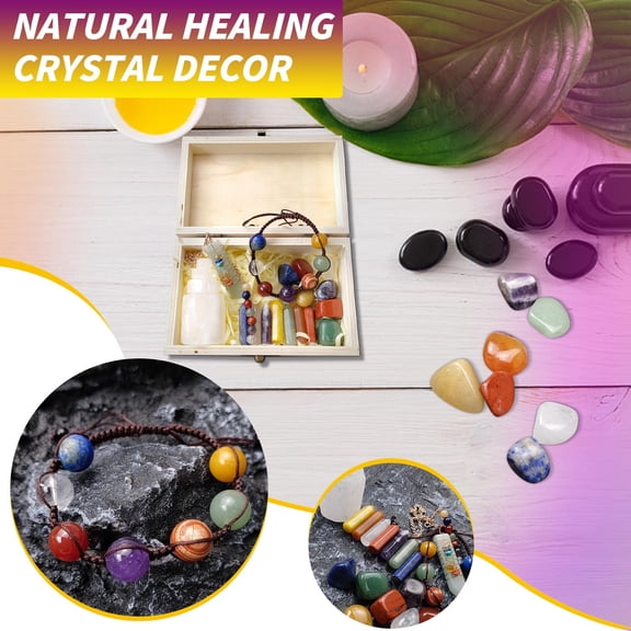TOUMENY Natural Crystal Decor Box Set, Energy Healing Crystals Agate Stone Kit for Home Decor Gift, Chakra Balancing Reiki Stones for Meditation Yoga Feng Shui