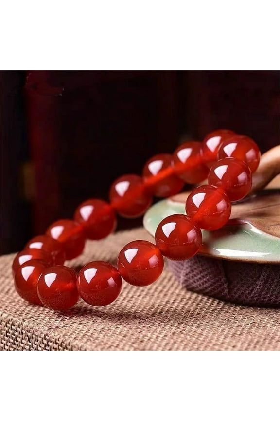 Natural Red Agate Bracelet, 6-20mm Beads for Energy Healing & Protection, Unisex Wellness Jewelry Gift for Birthdays