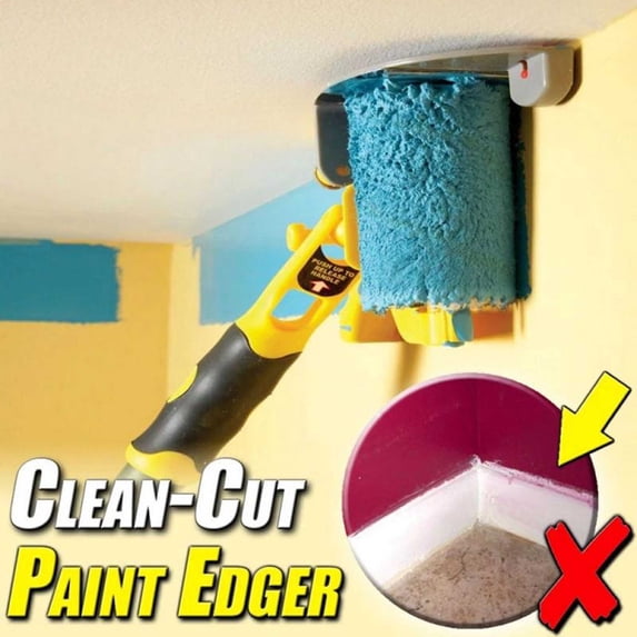 TOUMENY Paint Trimming Roller Brush, Professional Wall and Ceiling Painting Tool for Straight Edges, Ergonomic Extension Rod with Quick Clean Replacement System