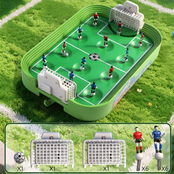 TOUMENY Puzzle Two Player Competitive Football Field, Tabletop Catapult Game Parent- Interactive Soccer Game, Portable ABS Plastic Tabletop Football for Family Game Night, Green