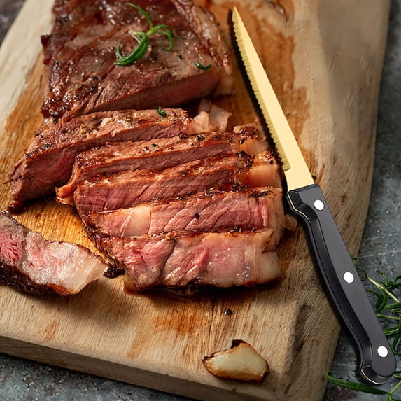 TOUMENY Serrated Steak Knife, Premium Camping & Kitchen Cutlery, Ergonomic Grip for Effortless Slicing