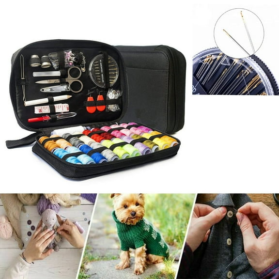 TOUMENY Sewing Kit Repair Set, Portable Mini Mending Button Travel Sew Kits for Emergency Use, Compact Sewing Supplies with Needles Thread Scissors Thimble for Beginners Adults Travelers