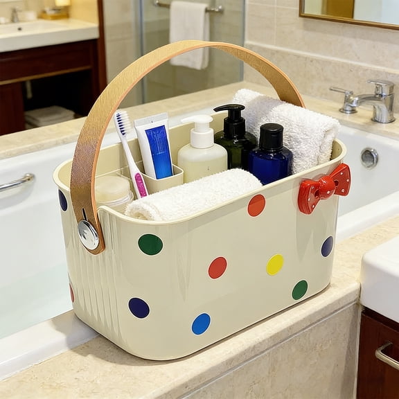 TOUMENY Shower Caddy Bathroom Basket With Handle, Portable Plastic Toiletries Organizer For Shampoo, Pool Beach, Slotted Bottom Drainage, Rustproof Lightweight Caddy For Home Gym Travel