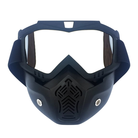 TOUMENY Ski Goggles with Removable Face Mask, Antifog Anti-Scratch UV Protection Lenses, Windproof Cold Weather Motorcycle Snowboarding Helmet Compatible Gear