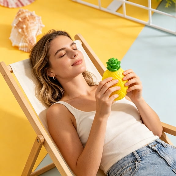 TOUMENY Slow Rise Simulation Pineapple, Squeeze Decompression for Anxiety, Cute Sensory Fidget for Adults Office Travel