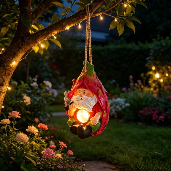 TOUMENY Solar Garden Statue Lamp, Resin Fruit Character Outdoor Light, Whimsical Solar Powered LED Decor for Patio Terrace Landscaping