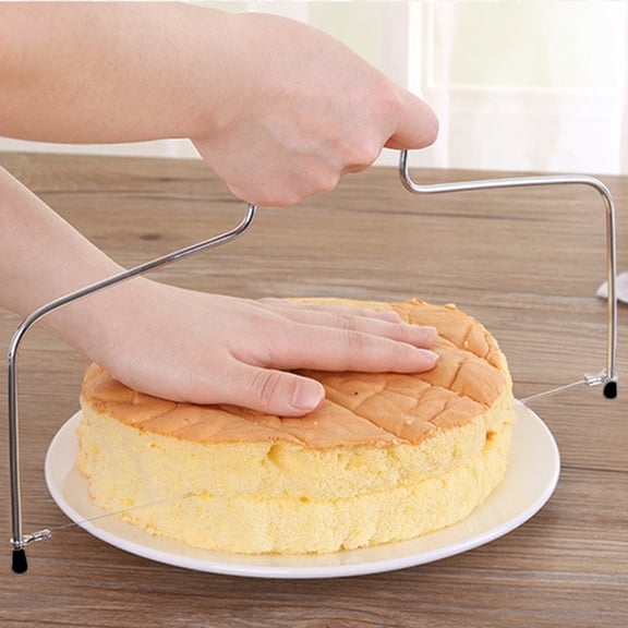TOUMENY Stainless Steel Cake Leveler Wire Cutter, 32x16cm Cake Slicer Tool for Baking, Adjustable Wire Cake Divider for Layered Cakes Pizza Dough