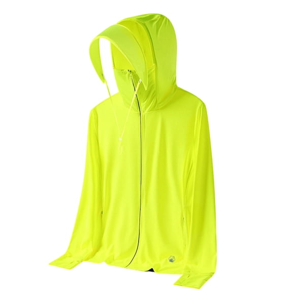 TOUMENY Summer Hoodies for Men Long Sleeve Loose Solid Zipper Casual Pullover Fashion Lightweight Outdoor Travel Vacation Hooded Shirt Yellow XS