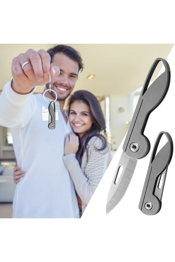 Titanium Alloy Mini Folding Knife, Multifunctional Keychain Portable Box Opener, Outdoor Pocket Knife with Hanger Hole for Camping Hiking