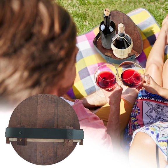 TOUMENY Whiskey Barrel Shelf Bar Wall Hanging Wine Rack, Retro Wooden Wine Bottle Storage Rack with Metal Straps, Rustic Round Wall Mounted Wine Rack for Home Kitchen Bar Decoration
