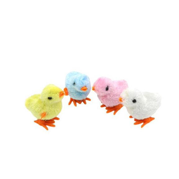 TOUMENY Wind Up Hopping Chick, 9cm Plastic Clockwork Chicken Christmas Stocking Filler, Cute Jumping Chick