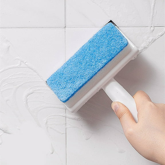 TOUMENY Window Squeegee Wiper, Double-Sided Glass Cleaner Sponge Brush with Rubber Wiper for Mirror Tile Wall, Multi-Functional Cleaning Tool for Shower Door Bathtub Faucet, Household Car Wash