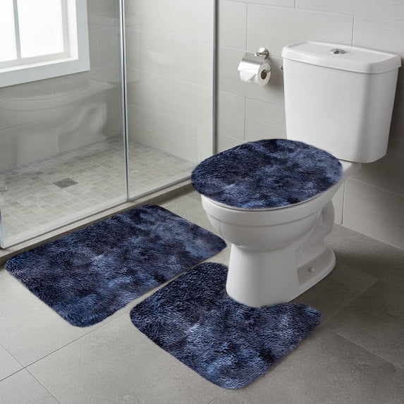 TOUMENY Winter Bathroom Rugs, Ultra Soft Water Absorption Non Slip Bath Mats, 3 Piece Set for Toilet Shower Floor Comfort