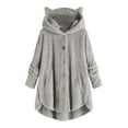 thumbnail image 1 of TOUMENY Winter Cardigan for Women Plus Size Button Down Hooded Long Sleeve Casual Loose Cozy Knit Coat Outerwear with Pockets Gray XL, 1 of 6