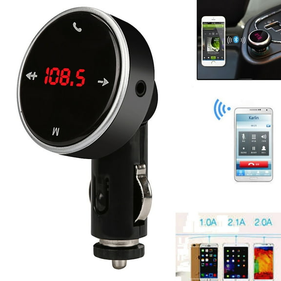 TOUMENY Wireless Bluetooth LCD MP3 Player Car Kit USB FM Transmitter Modulator, Bluetooth Car FM Transmitter with Hands-Free Calling Built-in Microphone, Car Bluetooth Kits for Android with USB