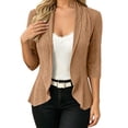 thumbnail image 1 of TOUMENY Women's Cardigan Knitted Hollow Out Lightweight 3/4 Sleeve Open Front Outerwear Summer Fall Casual Loose Cardigans Khaki XL, 1 of 7