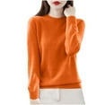 thumbnail image 1 of TOUMENY Women's Fall Winter Knitted Sweater Crewneck Long Sleeve Solid Casual Loose Pullover Tunic Tops Cozy Knitwear Orange XL, 1 of 3