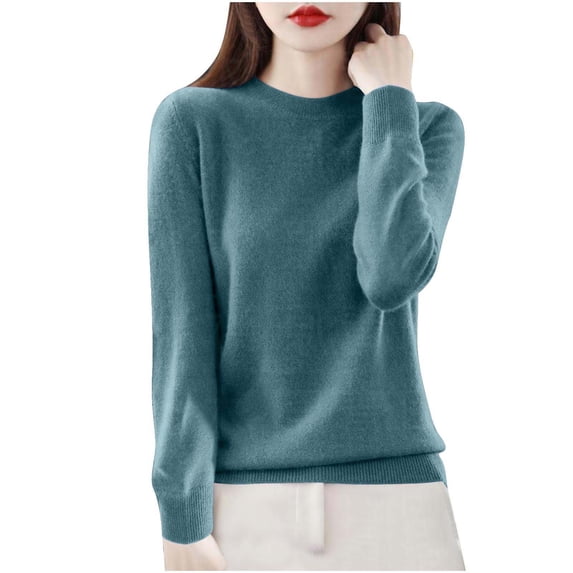 TOUMENY Women's Sweaters Casual Knit Pullover Round Neck Long Sleeve Loose Comfy Solid Fall Winter Tops Navy XL