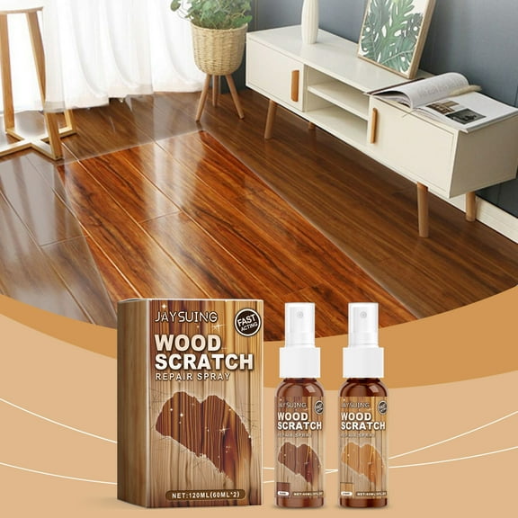 TOUMENY Wood Scratch Repair Spray, 2 Pack 60ml Instant Wood Scratch Remover with Light and Dark Colors, Easy No Tool Wood Furniture Scratch Repair for Cabinets Tables Beds Floors