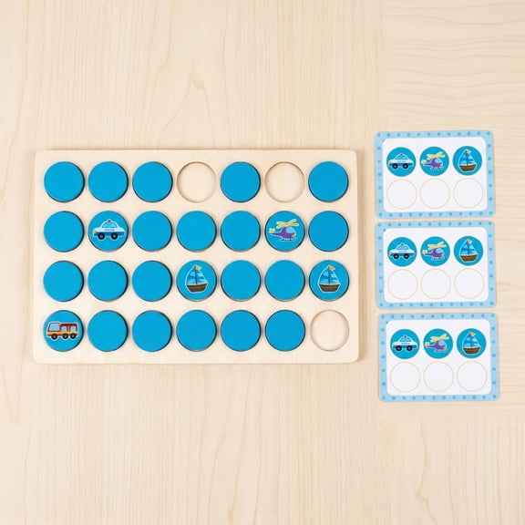 TOUMENY Wooden Concentration Board Game, Interactive Tabletop Educational, Early Learning Focus Game for Family Playdates Parties 20.3x13cm